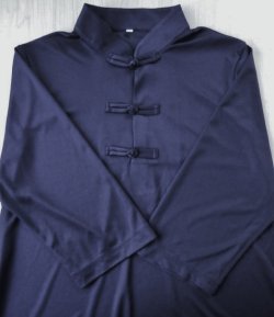 画像1: 在庫多数中国襟七分袖：黒、紺、水色、藤色